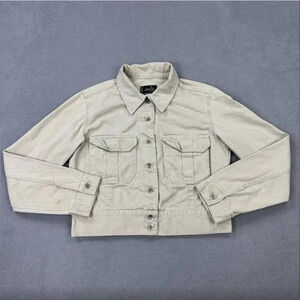 Vintage Levi's Silvertab khakis cropped Trucker Jacket Beige 90s Y2K